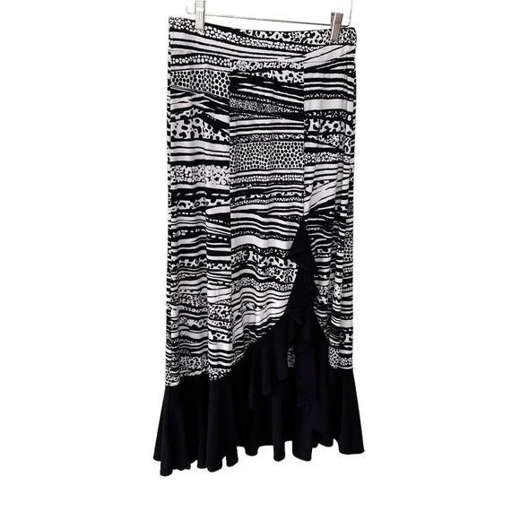 Cloth & Needle Creation by Lynda 8 white/black tribal print western style skirt - Picture 2 of 7